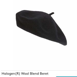 Black wool blend Beret